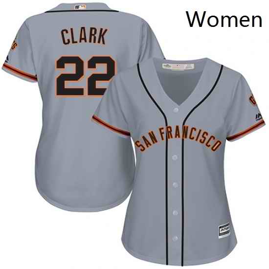 Womens Majestic San Francisco Giants 22 Will Clark Replica Grey Road Cool Base MLB Jersey
